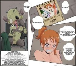 amputee angry_face cross_eyed drooling female male masturbation mrpheromones nami_(one_piece) one_piece orange_hair precum retard sniffing_clothes thriller_bark ugly_man wanted_poster wheelchair zombie