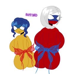 rapetard countryhumans countryhumans_girl qoh queen_of_hearts bleached russia_(countryhumans) ukraine_(countryhumans) enemies russian russian_female russian_girl ukrainian ukrainian_girl russian_flag ukrainian_flag slavic slavic_girl s0d0my_s1n white_hair medium_hair blue_hair light light_hair dark_hair dark_blue_hair pigtail pigtail_braids braid braided_hair braided_ponytail braids white_eyes looking_at_viewer looking_back looking_back_at_viewer eyelash eyelashes red_skin yellow_skin wavy_hair straight_hair big_breasts big_boobs breasts boobs big_ass big_butt butt ass hips thigha wide_hips wide_thighs wings wings_on_back fairy_wings fairy heart hearts red_heart blue_heart blue_heart_(symbol) back back_view chest tits titties big_chest big_tits big_titties huge_breasts huge_boobs huge_tits huge_titties huge_chest thin_waist waist 2girls girls_only female female_only female_focus 2d 2d_(artwork) 2d_artwork 2female art artist_name artist_signature artwork_(digital) artwork digital digital_media_(artwork) digital_media digital_art digital_painting_(artwork) digital_painting painting painting_(artwork) nude nude_female naked naked_female questionable no_visible_genitalia no_visible_nipples sitting sit sitting_on_floor