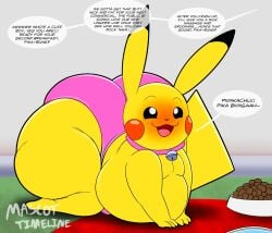 1boy absurd_res all_fours ass ass_bigger_than_head ass_up belly big_ass big_butt blush blushing bowl butt chubby chubby_male collar dialogue eyebrows fat fat_male food_bowl generation_1_pokemon happy hi_res huge_ass huge_butt looking_up mascot mouth_open nintendo offscreen_character panties pet pet_food pikachu pink_collar pink_panties pokemon pokemon_(species) red_rug rug stomach tail tepigfan101 text text_bubble thighs thighs_bigger_than_head water water_bowl yellow_body yellow_fur