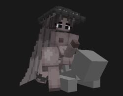 3d black_eyes black_hair blockbench doodle_world figura green_skin grey_body hat humanized long_hair minecraft mourveil mushroom mushroom_girl mushroom_humanoid notaorange13_(artist) nude roblox roblox_game sad self_upload 1boy anonymous_male sex penis 1futa
