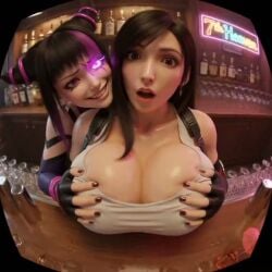 3d ai_generated alcohol animated ass_shake bar beer_bottle big_ass big_breasts black_hair bottle breast_grab breasts_grab bubble_butt cammy_white capcom chun-li crossover curvaceous curvy curvy_figure dancing drinking earrings fgcbabes fighting_game_babes final_fantasy_vii garter_straps huge_ass indoors juri_han kissing large_ass large_breasts lesbian lesbian_kiss long_hair longer_than_10_seconds miniskirt multiple_girls music panties pub sound square_enix street_fighter suspender_skirt suspenders tagme thick_thighs thighs tifa_lockhart twerking video video_game_character voluptuous voluptuous_female whiskey whiskey_bottle white_tank_top wide_hips yuri