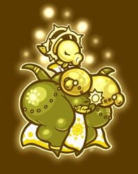 big_lips chubby chubby_female cloak closed_eyes filthyskull flora_fauna glowing_body glowing_breasts goddess green_body halo huge_ass huge_breasts leaf_hair nipple_piercing peashooter_(pvz) plant plant_girl plants_vs._zombies plants_vs_zombies plants_vs_zombies_2:_it's_about_time plants_vs_zombies_2:_reflourished pubic_hair solar_pea_(pvz) solar_pea_(pvz_2_reflourished) tagme tatoos thick_thighs yellow_body