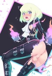 1boy androgynous ass blush bob_cut embarrassed femboy lio_fotia male promare short_hair solo surprised twink blushing nervous shy torn_clothes torn_pants clothing clothed slim_waist slim slim_male ass_focus petite petite_body petite_male feminine_male small_penis nipples nipple_slip blushing_profusely leather leather_clothing leather_jacket femboy_only