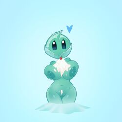 1:1 2026 aim752 areola big_breasts biped blue_body breasts cherry cream_(food) digital_media_(artwork) electronic_arts elemental_creature elemental_humanoid eyelashes female flora_fauna food front_view fruit genitals hand_on_breast heart_symbol hi_res holding_breast humanoid iceberg_lettuce_(pvz) monotone_body nipples not_furry nude nude_female plant plant_humanoid plants_vs._zombies plants_vs_zombies popcap_games simple_background small_waist solo vulva wide_hips