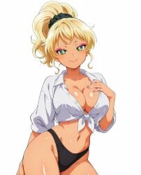 ai_generated blonde_hair green_eyes otaku_ni_yasashii_gal_wa_inai!? string