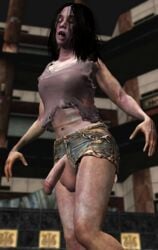 3d black_hair flaccid futa_only futanari grey_skin intersex jenbitch open_mouth penis resident_evil resident_evil_2 zombie zombie_futa