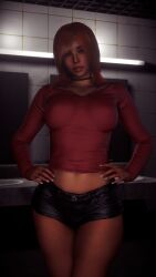 1girl 1girls 2026 3d 4k belly big_breasts breasts brown_eyes brown_hair brown_skin brown_skinned_female choker chromatic_aberration clothed clothing crashbanditkut depth_of_field dirty eyebrows eyelashes eyeshadow female hair half-closed_eyes hi_res high_resolution highres human lips lipstick long_eyelashes long_hair long_sleeves looking_at_viewer makeup mascara nail_polish nails original original_character parted_lips public_restroom restroom self_upload shirt shorts solo solo_female solo_focus standing straight teenage_girl teenager thick thick_lips thick_thighs thighs virt-a-mate virtamate young young_female