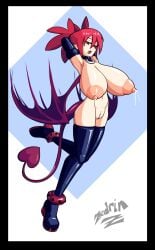 1girls disgaea zedrin etna red_hair hair twin_drills armwear black_gloves gloves arms_behind_head half-closed_eyes red_eyes neckwear choker succubus succubus_wings succubus_tail tail wings thighs thighhighs black_thighhighs legwear footwear heels full_body solo solo_female female female_only alternate_version_available topless bottomless nude nude_female naked naked_female pussy vagina alternate_breast_size alternate_breast_size_(larger) huge_breasts big_breasts breasts areolae large_breasts lactation lactating lactating_nipples lactation_without_expressing wet wet_pussy pubic_stubble