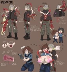 1girls big_breasts bite bite_mark blind blush body_horror breast_expansion breasts breasts_out character_profile cop english_text female four(ryu34) from_behind hoodie huge_breasts hyper_breasts infected medium_breasts monster monster_girl oc open_mouth oral parasite penetration police police_uniform policewoman pussy pussy_chart pussy_juice reference_sheet regret ryu34 shapeshifter smaller_female spread_legs superheroine uterus wide_eyed wide_hips writing xray_view yuri zombie zombie_girl