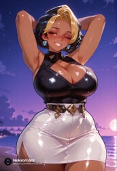1girl 1girls absurd_res absurdres ai_generated ass big_ass big_breasts black_hair blonde_hair breasts domina_(overwatch) female female_focus hi_res high_quality high_resolution highres large_ass large_breasts multicolored_hair nekromant overwatch overwatch_2 solo_focus straight thick_thighs two-tone_hair wide_hips