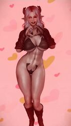 <3 1girls 3d 9:16 animated big_breasts bikini black_sclera boots bottomless dancing demon demon_eyes demon_girl demon_horns female female_only fit fit_female gesture glowing_eyes heart heart_hands horns hourglass_figure navel no_sound pointy_ears qxdt shorter_than_10_seconds skyrim slit_eyes solo succubus the_elder_scrolls thigh_gap underboob vertical_video video wasp_waist winking