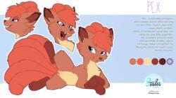 1girls 2019 blue_eyes character_name cheek_tuft chest_tuft digital_media_(artwork) digitigrade english_text fangs female feral flat_chest fur furry hi_res hioshiru model_sheet nintendo open_mouth original_character pawpads paws pokemon pokemon_(species) pokemon_rgby portrait pose pussy red_fur sergkz simple_background smile solo spread_legs text tuft twitter_username url video_games vulpix watermark