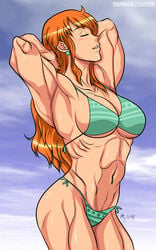 1girls abs absurdres breasts cleavage elee0228 extreme_muscles female female_only highres muscles muscular muscular_female nami one_piece shayeragal solo