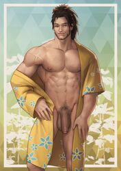 1male abs balls biceps big_balls big_brother body_hair brown_hair chest_hair clothing daddy dilf dreampipe erect_nipples facial_hair final_fantasy final_fantasy_xiv fundoshi hand_on_thigh haori happy_trail hien_rijin human human_only kiashigetsnasty large_penis long_hair low_hanging_testicles male male_chest male_focus male_nipples male_only manly mature mature_male muscle muscles muscular muscular_male nipples nude nude_male nudity pecs pectorals penis pose posing presenting pubic_hair robe scar scars smile smiling solo solo_focus solo_male tied_hair uncle uncut undressing zaddy