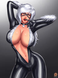 1girls arms_up belly_button big_breasts biting_finger black_bodysuit black_cat_(marvel) blue_eyes bodysuit breasts busty cameltoe cleavage cowboy_shot curvaceous curvy domino_mask eyeshadow felicia_hardy female female_only finger_to_mouth huge_breasts human large_breasts lipstick long_hair makeup marvel marvel_comics mascara mask midriff navel open_bodysuit open_clothes pinup pussy red_lips red_lipstick solo spider-man_(series) standing stomach superheroine svoidist thighs unzipped unzipped_bodysuit voluptuous vulva white_hair zipper_down zipper_pull_tab