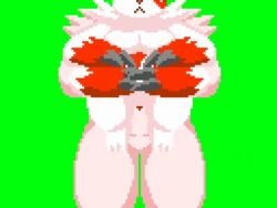 4:3 animated anthro big_breasts bouncing_breasts breasts claws digital_media_(artwork) duo featureless_breasts featureless_crotch female gif green_background larger_female looking_at_viewer loop mammal nintendo pixel_art pokémon_(species) pokemon pokemon_(species) simple_background size_difference smaller_female under4_mow video_games zangoose