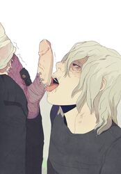 2boys burn_scar close-up clothed_sex dabi erection male male_only mightynyunyi multicolored_skin multiple_boys my_hero_academia open_mouth oral patchwork_skin penis penis_licking precum sex shigaraki_tomura shimura_tenko stitches todoroki_touya tomura_shigaraki touya_todoroki yaoi