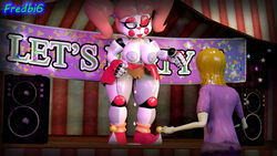 3d 3d_(artwork) baby_(fnafsl) breasts circus_baby circus_baby_(fnaf) elizabeth_afton female five_nights_at_freddy's no_bra no_panties pussy sister_location skirt_lift upskirt wet_pussy