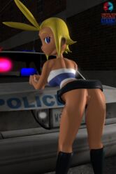 3d ass blonde_hair city female from_behind handcuffs hooligan_sisters human looking_at_viewer looking_back mighty_switch_force orange_skin police purple_eyes pussy sfm shantae skirt skirt_lift skirt_pull sky_(shantae) smooth_skin source_filmmaker splitalien vagina wayforward