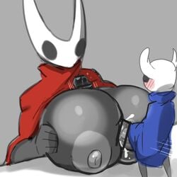 1:1 2019 anthro arthropod big_breasts big_penis blush bodily_fluids breasts censored cloak clothing cum duo erection featureless female genital_fluids grey_background hi_res holding_breast hollow_knight hornet_(hollow_knight) huge_breasts huge_cock hyper hyper_penis incest insects larger_female male nipples nishikun paizuri penis perpendicular_paizuri protagonist_(hollow_knight) sex siblings simple_background size_difference smaller_male standing straight titfuck vein vessel_(species) video_games weapon