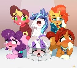 2019 3boys 3girls absurd_res big_macintosh_(mlp) blush closed_eyes clothing cutie_mark digital_media_(artwork) earth_pony equid equine eyewear female femboy femboy_on_female femboydom femsub feral friendship_is_magic furry girly glasses green_eyes group hat headgear headwear hi_res horn horse incest jewelry maledom mammal mother mother_and_child mother_and_son my_little_pony n0nnny necklace open_mouth parent parent_and_child pony sex shining_armor_(mlp) son stellar_flare_(mlp) straight sugar_belle_(mlp) sunburst_(mlp) tongue tongue_out twilight_velvet_(mlp) unicorn