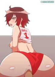 abacus_koi animated anus ass censored female gym_uniform light-skinned_male looking_at_viewer looking_back no_sound open_mouth pov ruby_rose rwby sex shiny shiny_skin short_hair tagme tongue tongue_out video