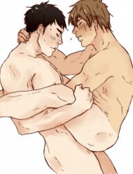 free! male male_only muscular_male nude sex stand_and_carry_position tachibana_makoto tanlines tanned tomakehimfree white_background yamazaki_sousuke yaoi