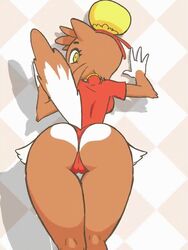 2019 animated anthro ass baozi_(diives) breasts brown_fur bun_cover cameltoe canid canine clothed clothing diives driverbunny37 female fur furry looking_at_viewer mammal tailwag thigh_gap xingzuo_temple