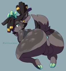 1boy 2019 animal_ears anthro anthrofied antlers ass balls bent_over big_ass big_butt black_hair black_nose blue_anus blue_eyes bottomless bradley_(stylusknight) bubble_ass bubble_butt butt cervine clothed clothing dat_ass deer dreadlocks femboy furry girly hair huge_ass huge_butt looking_back male male_only mammal presenting presenting_anus presenting_ass presenting_hindquarters sissy stylusknight tail testicles thick thick_ass thick_thighs trap wide_hips