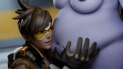 3d belly belly_rub belly_worship big_belly breasts casualmuffin fat nipples overwatch tracer voluptuous widowmaker