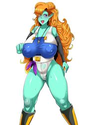 1girls abs alien_girl alternate_breast_size blue_eyes blue_skin breasts cameltoe cleavage curly_hair curvy dragon_ball dragon_ball_z erect_nipples female gigantic_breasts huge_areolae huge_ass huge_breasts humanoid long_hair muscular_female naughty_face niwatora orange_hair pointy_ears puffy_nipples red_hair seductive seductive_smile smile source_request thick_lips thick_thighs very_long_hair voluptuous wet wide_hips zangya