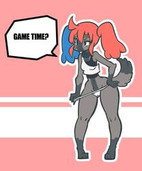 :3 animate_inanimate anthro blue_hair cameltoe canid clothed clothing driverbunny37 female hair hi_res mammal nintendo nintendo_switch red_hair smile solo switch_dog video_games