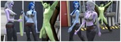 1boy 2019 2girls 3d alien alien_girl angry beard big_penis black_hair blue_hair blue_skin boots brown_hair castration clothed_female_nude_male cock_and_ball_torture control_panel curvy devious_desires deviousdesires erect_nipples erection female femdom fight glande grabbing grabbing_penis gray_hair green_skin imminent_castration indoors knife long_hair long_penis male malesub map matrixsims penectomy penis_awe purple_skin restrained straight tattoo testicles the_sims the_sims_4 tied tied_feet tied_hands top torture trio warrior