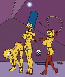 female female_only high_heels human lisa_simpson maggie_simpson marge_simpson multiple_females multiple_girls nipples red_ass spank spanked spanking the_fear the_simpsons violence yellow_body yuri