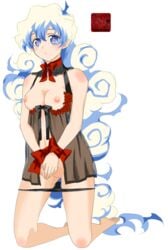 barefoot black_panties bondage breastless_clothes breastless_clothing breasts curly_hair kinzou_(2828) kinzou_(pixiv47949) lace lingerie long_hair multicolored_hair nia_teppelin nipples panties panty_pull pussy ribbon tengen_toppa_gurren-lagann tengen_toppa_gurren_lagann underwear