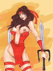 daredevil_(series) elektra_natchios marvel sai_(weapon) straight_hair tagme weapon