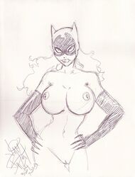 00s 1girls 2000s 2003 batman_(series) big_breasts breasts catwoman dc dc_comics female female_only gloves hourglass_figure jim_balent long_gloves monochrome naked naked_female nipples pussy sketch solo tagme