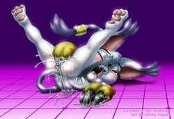 color dennis_pawers digimon female female_only fur furry gatomon purple_fur solo white_fur