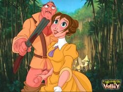 cartoonvalley.com clayton disney edwardian female jane_porter male penis tarzan_(1999_film) yellow_dress zolushka