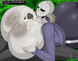 big_areola big_ass big_breasts big_nipples big_penis cum cum_on_breasts excessive_cum female nobody147 paizuri rule_63 sans undertale wide_hips