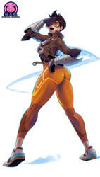 ass big_breasts chronal_accelerator clothed_female female female_focus female_only orange-tinted_eyewear overwatch sexgazer solo solo_female solo_focus thick_thighs tinted_eyewear tracer visor