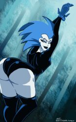 animated ass ass_jiggle ass_shake big_ass blue_hair bouncing_ass dc dc_comics dcau leotard livewire looking_at_viewer raftyverse seductive_smile superman:_the_animated_series superman_(series) wide_hips