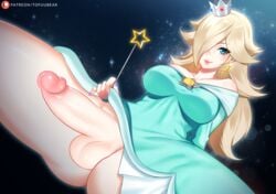 1futa big_penis clothed dress dress_lift futa_only futanari intersex mario_(series) nintendo princess_rosalina skirt_lift solo space spread_legs super_mario_galaxy tofuubear wand