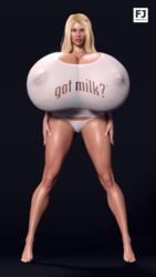 3d barefoot beshine big_lips bimbo blonde_hair blue_eyes busty cleavage erect_nipples farmerjohn3d gigantic_breasts hayley hayley_(farmerjohn3d) hourglass_figure huge_breasts huge_nipples looking_at_viewer milk tight_shirt tiptoes white_shirt wide_hips