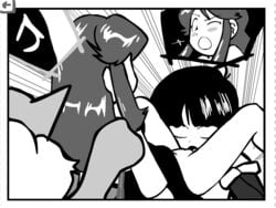 2girls ahe_gao blush breasts cunnilingus female green_(pokemon) human_only long_hair monochrome parody pokemon pokemon_(manga) pokemon_adventures pokemon_rgby pussy pussy_lick sabrina_(pokemon) sabrina_(pokemon_adventures) yuri