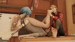 3d 3girls auxtasy barefoot blender blue_hair breasts chloe_price earrings feather_earrings feet female female_only finger_sucking full_color fully_clothed kissing lesbian_sex life_is_strange max_caulfield multiple_girls no_penetration rachel_amber rimming soles tattoo teenager toe_sucking toes yuri