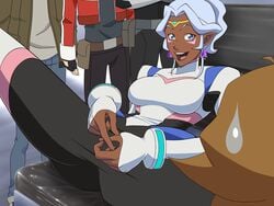 1girls altean breasts dankwart dark-skinned_female dark_skin female hunk_(voltron) katie_holt keith_kogane lance_mcclain long_hair partial_male pidge_gunderson pointy_ears princess princess_allura royalty sexually_suggestive spread_legs takashi_shirogane voltron voltron:_legendary_defender