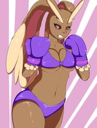 1girls 3dboxing anthro anthro_only big_ears big_thighs bikini boxing boxing_gloves boxing_stance bra breasts brown_fur bunny bunny_ears cleavage clenched_teeth curvy eyelashes female female_only gloves huge_ears humanoid large_ears looking_at_viewer lopunny nintendo pale_fur panties pinup pokemon pokemon_(species) pokemon_dppt pokephilia purple_bikini purple_boxing_gloves purple_gloves red_eyes simple_background solo solo_female teeth thick thick_hips thick_thighs thighs wide_hips