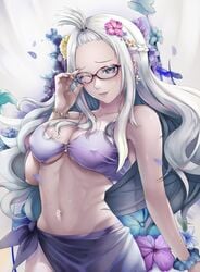 1girls abs adjusting_glasses akais akaisu bare_arms bare_shoulders bikini bikini_top blush bra bracelet breasts cleavage closed_mouth clothing covered_nipples cute earrings erect_nipples fairy_tail female glasses gray_eyes groin hair_flower hair_ornament jewelry long_hair mirajane_strauss navel nipple_bulge o-ring o-ring_bikini one_eye_closed one_side_up pale-skinned_female pale_skin petite pose poster purple_bikini purple_eyes sarong shy silver_hair skirt smile solo solo_female source_filmmaker sparkle standing swimsuit teenager tied_fringe underboob very_long_hair white_hair