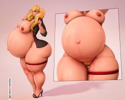 1girls ann_takamaki ass belly big_ass big_belly big_breasts blonde_hair blue_eyes breasts bubble_butt female high_heels nipples persona persona_5 pregnant pubic_hair pussy someshittysketches thick_thighs thighs twintails